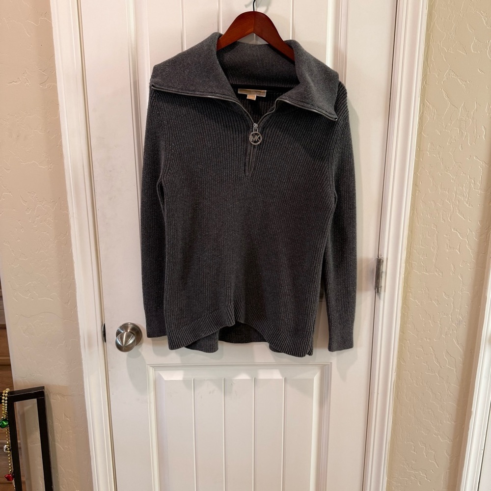 Michael Kors Dark Gray Zip-Up Sweater med